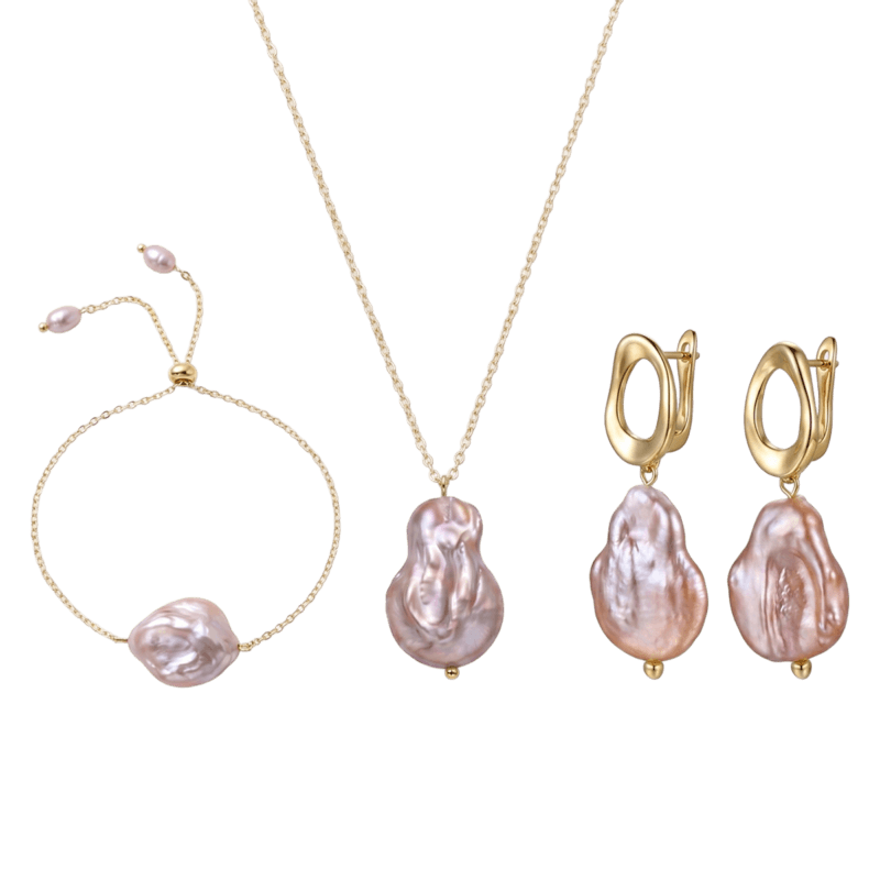 Parure Ondine en perles de culture sauvages roses