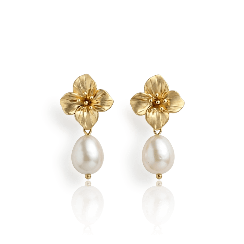 Boucles d'oreilles Flora - véritables perles de culture