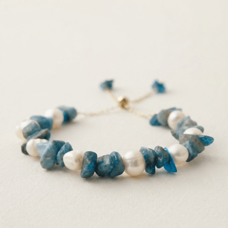 Bracelet Iva en apatite bleue et véritables perles de culture